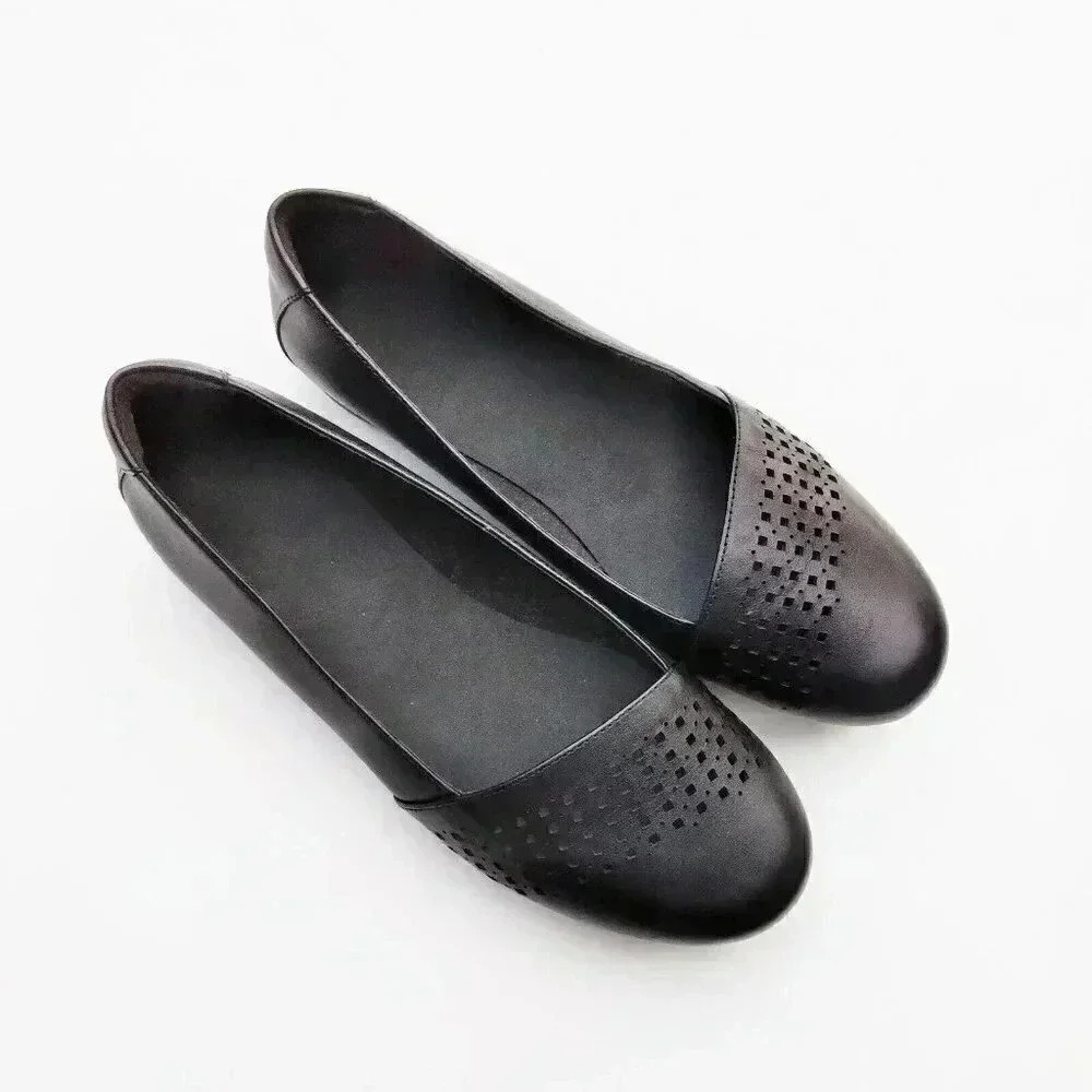 Abeo Fleur Pro 24/7 Womens Black Leather Perforated Comfort Flats Size 7…